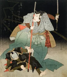 Ichikawa Danjuro VII dominando a un oficial de la ley, c.1830-44